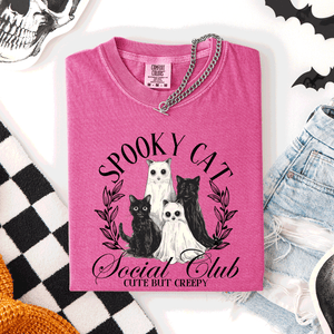 Spooky Cat Social Club Halloween Ghosts Witch Limited Edition Comfort Colors Tee — view 3