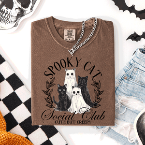 Spooky Cat Social Club Halloween Ghosts Witch Limited Edition Comfort Colors Tee — view 8
