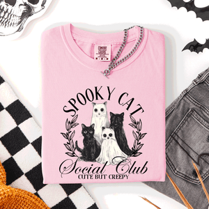 Spooky Cat Social Club Halloween Ghosts Witch Limited Edition Comfort Colors Tee — view 9