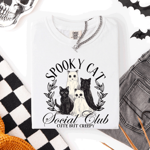 Spooky Cat Social Club Halloween Ghosts Witch Limited Edition Comfort Colors Tee — view 10