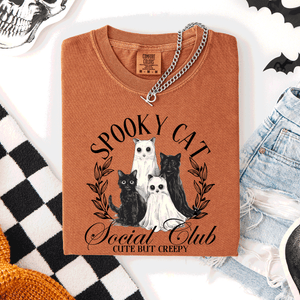 Spooky Cat Social Club Halloween Ghosts Witch Limited Edition Comfort Colors Tee — view 1