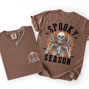 Spooky Season Skeleton Front And Back Halloween Graphic Print Comfort Colors Tee — view 4