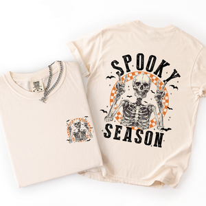Spooky Season Skeleton Front And Back Halloween Graphic Print Comfort Colors Tee — view 1