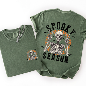 Spooky Season Skeleton Front And Back Halloween Graphic Print Comfort Colors Tee — view 5