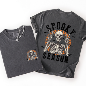 Spooky Season Skeleton Front And Back Halloween Graphic Print Comfort Colors Tee — view 2