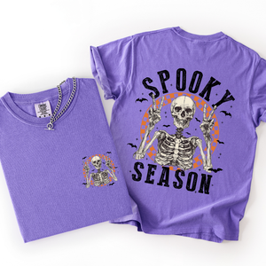 Spooky Season Skeleton Front And Back Halloween Graphic Print Comfort Colors Tee — view 9