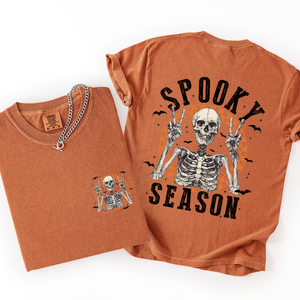 Spooky Season Skeleton Front And Back Halloween Graphic Print Comfort Colors Tee — view 7