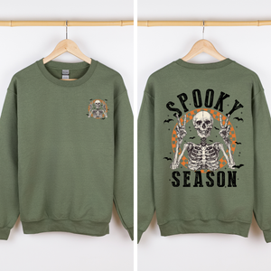 Spooky Season Front And Back Skeleton Halloween Graphic Design For Autumn Nights Sweatshirt — view 4