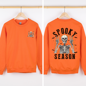 Spooky Season Front And Back Skeleton Halloween Graphic Design For Autumn Nights Sweatshirt — view 6