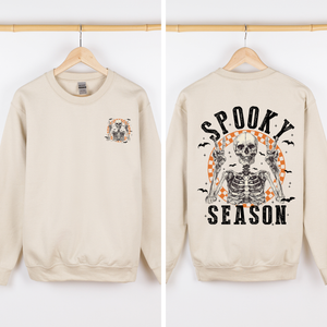 Spooky Season Front And Back Skeleton Halloween Graphic Design For Autumn Nights Sweatshirt — view 2