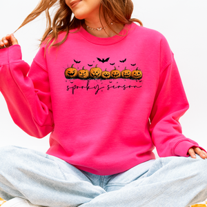 Spooky Season, Pumpkins, Halloween Cozy Autumn Night Sky Scene Art Print Sweatshirt — view 6