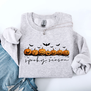 Spooky Season, Pumpkins, Halloween Cozy Autumn Night Sky Scene Art Print Sweatshirt — view 2