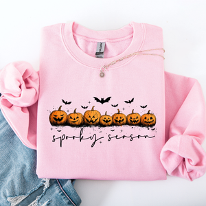 Spooky Season, Pumpkins, Halloween Cozy Autumn Night Sky Scene Art Print Sweatshirt — view 8