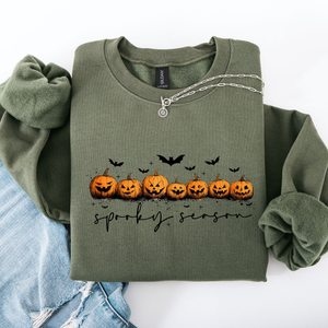 Spooky Season, Pumpkins, Halloween Cozy Autumn Night Sky Scene Art Print Sweatshirt — view 4