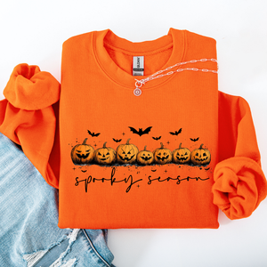 Spooky Season, Pumpkins, Halloween Cozy Autumn Night Sky Scene Art Print Sweatshirt — view 9