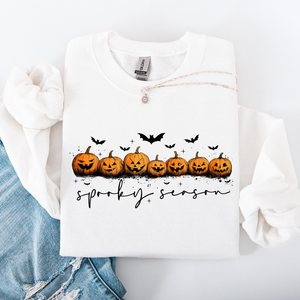 Spooky Season, Pumpkins, Halloween Cozy Autumn Night Sky Scene Art Print Sweatshirt — view 7