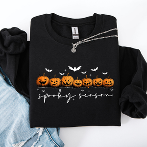 Spooky Season, Pumpkins, Halloween Cozy Autumn Night Sky Scene Art Print Sweatshirt — view 5