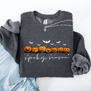 Spooky Season, Pumpkins, Halloween Cozy Autumn Night Sky Scene Art Print Sweatshirt — view 3