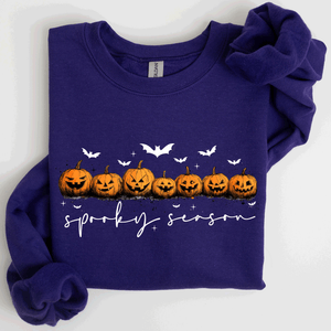 Spooky Season, Pumpkins, Halloween Cozy Autumn Night Sky Scene Art Print Sweatshirt — view 10
