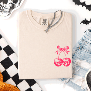Spooky Skull Cherries Coquette Halloween Skeleton Limited Edition Comfort Colors Tee — view 4