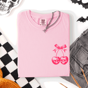 Spooky Skull Cherries Coquette Halloween Skeleton Limited Edition Comfort Colors Tee — view 2