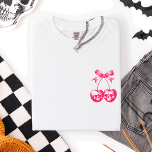Spooky Skull Cherries Coquette Halloween Skeleton Limited Edition Comfort Colors Tee — view 1