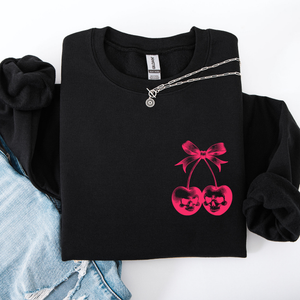 Spooky Skull Cherries Coquette Halloween Skeleton Vintage Gothic Graphic Sweatshirt — view 4