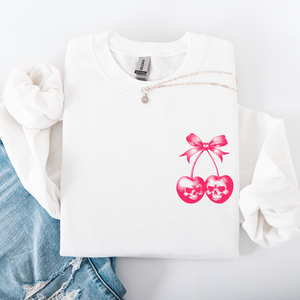 Spooky Skull Cherries Coquette Halloween Skeleton Vintage Gothic Graphic Sweatshirt — view 1