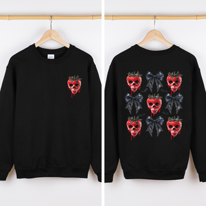Spooky Strawberry Skeleton Halloween Creepy Front And Back Graphic Print Design Sweatshirt — view 5