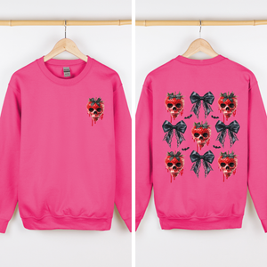Spooky Strawberry Skeleton Halloween Creepy Front And Back Graphic Print Design Sweatshirt — view 6