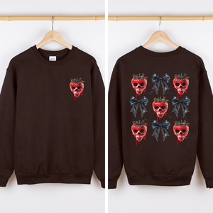 Spooky Strawberry Skeleton Halloween Creepy Front And Back Graphic Print Design Sweatshirt — view 7