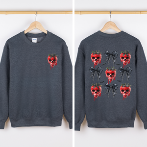 Spooky Strawberry Skeleton Halloween Creepy Front And Back Graphic Print Design Sweatshirt — view 8