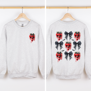 Spooky Strawberry Skeleton Halloween Creepy Front And Back Graphic Print Design Sweatshirt — view 2