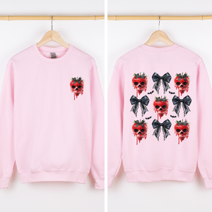 Spooky Strawberry Skeleton Halloween Creepy Front And Back Graphic Print Design Sweatshirt — view 1