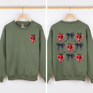 Spooky Strawberry Skeleton Halloween Creepy Front And Back Graphic Print Design Sweatshirt — view 4
