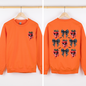 Spooky Strawberry Skeleton Halloween Creepy Front And Back Graphic Print Design Sweatshirt — view 9