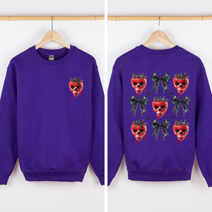 Spooky Strawberry Skeleton Halloween Creepy Front And Back Graphic Print Design Sweatshirt — view 10