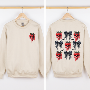 Spooky Strawberry Skeleton Halloween Creepy Front And Back Graphic Print Design Sweatshirt — view 3