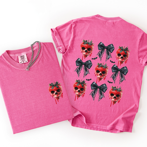 Spooky Strawberry Skeleton Halloween Creepy Front And Back Print Comfort Colors Tee — view 6