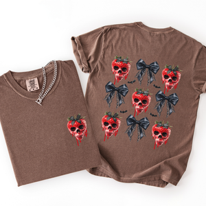 Spooky Strawberry Skeleton Halloween Creepy Front And Back Print Comfort Colors Tee — view 7