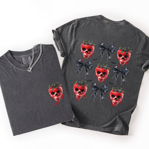 Spooky Strawberry Skeleton Halloween Creepy Front And Back Print Comfort Colors Tee — view 8