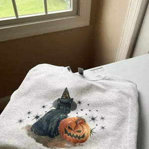 Spooky Cat Crewneck – Vintage Wash Halloween Cat Sweatshirt — view 1