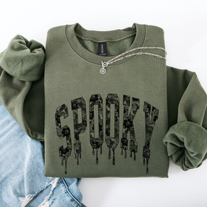 Spooky Faux Lace Halloween Coquette Embellished Vintage Gothic Ornament Sweatshirt — view 5