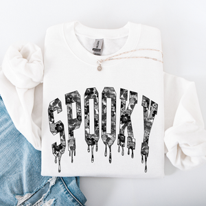 Spooky Faux Lace Halloween Coquette Embellished Vintage Gothic Ornament Sweatshirt — view 8