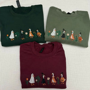 Spooky Goose Halloween Sweatshirt – Funny Embroidered Crewneck — view 1