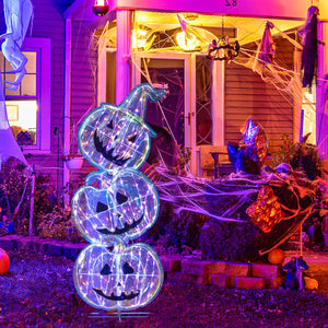 Standing 150 LED Lighted Pumpkin Halloween Decoration with Base — view 2