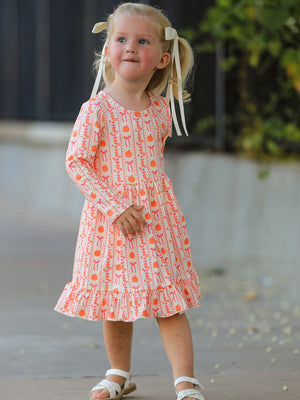 Halloween Thanksgiving Pumpkin Bow Pocket Girls Dress — view 3