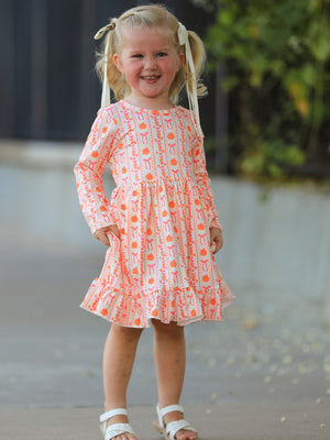 Halloween Thanksgiving Pumpkin Bow Pocket Girls Dress — view 1