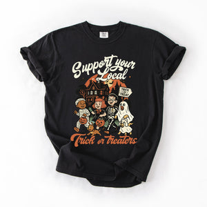 Support Your Local Trick or Treaters Halloween Costume Night Edition Comfort Colors Tee — view 4