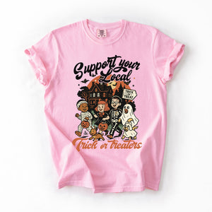 Support Your Local Trick or Treaters Halloween Costume Night Edition Comfort Colors Tee — view 6